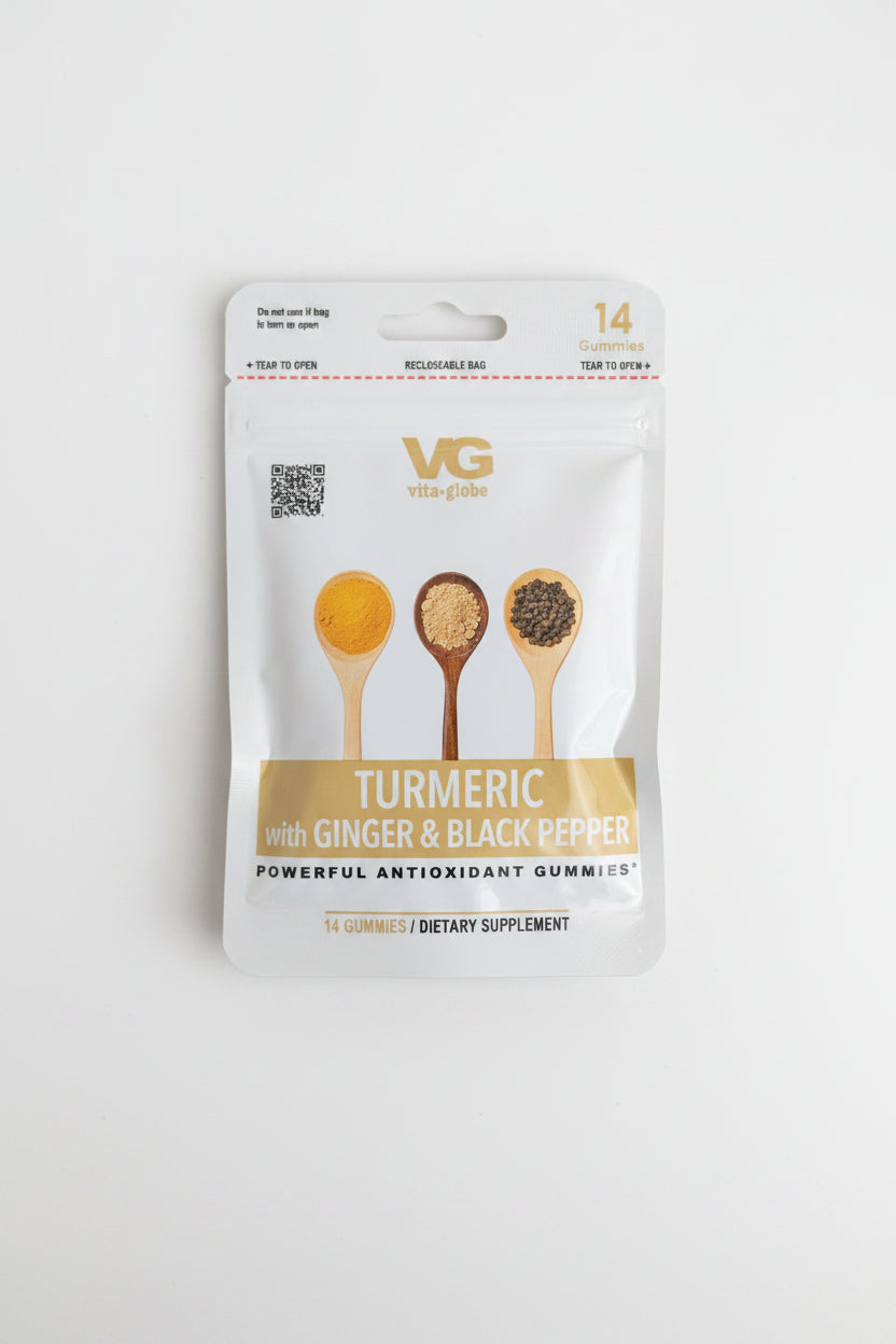 Turmeric with Ginger & Black Pepper Gummies - Gomitas de Cúrcuma con Jengibre y Pimienta Negra